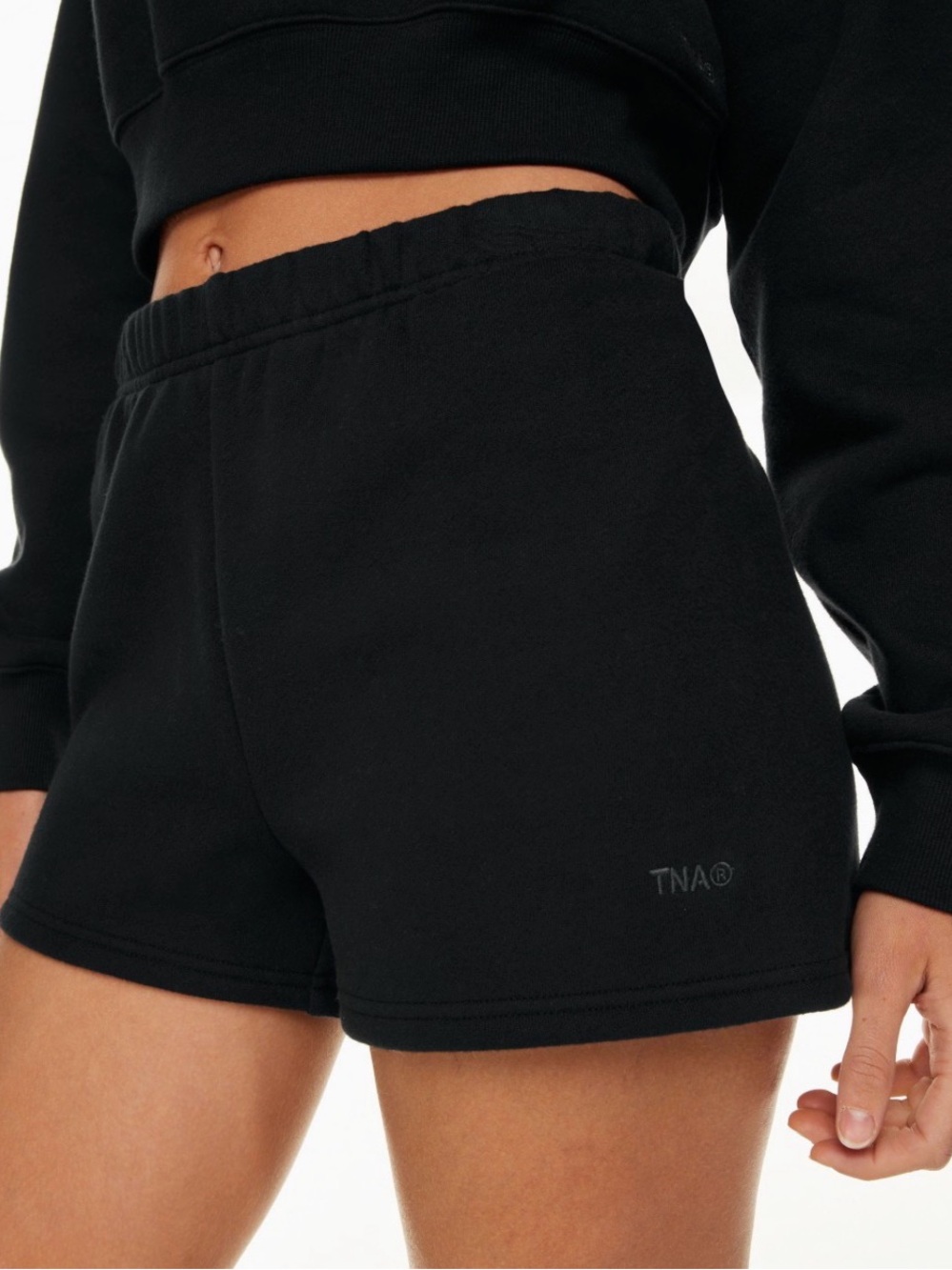 TNA x Aritiza Black Cozy Sweatfleece Perfect Fit Shorts